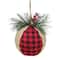 5.5" Red & Black Plaid with Burlap Christmas Ornament